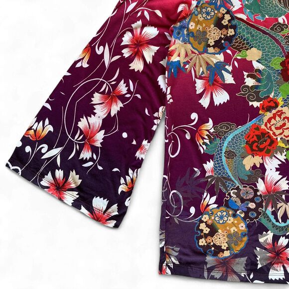 Johnny Was Adalena Kimono Sleeve Tee Women Size M Asian Dragon Floral Print $130 - Picture 14 of 16